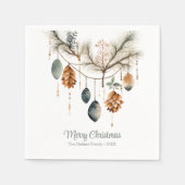 トレンディーウォーターカラーボホクリスマスオーナメント スタンダードカクテルナプキン (正面)