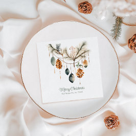 トレンディーウォーターカラーボホクリスマスオーナメント スタンダードカクテルナプキン