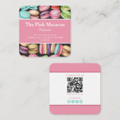 トレンディーウォーターカラーマカロンフランスのパティスリーベーカリー スクエア名刺 (正面/裏面)