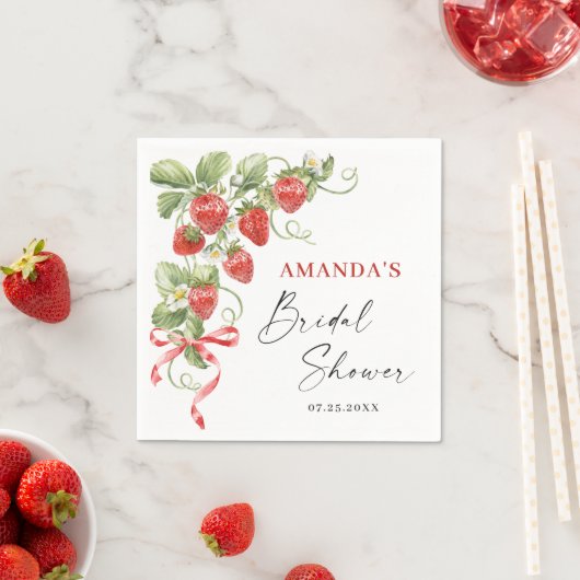 トレンディーウォーターカラーメドウイチゴブライダルシャワー スタンダードカクテルナプキン (インサイチュ)