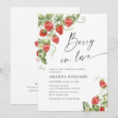 トレンディーウォーターカラーメドウイチゴブライダルシャワー 招待状 (正面/裏面)