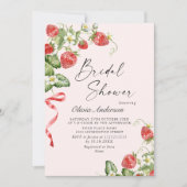 トレンディーウォーターカラーメドウイチゴブライダルシャワー 招待状 (正面)