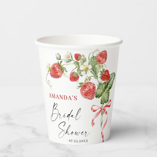 トレンディーウォーターカラーメドウイチゴブライダルシャワー 紙コップ (裏面)