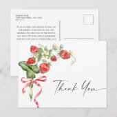 トレンディーウォーターカラーメドウストロベリーサンキュー ポストカード (正面/裏面)