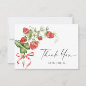 トレンディーウォーターカラーメドウストロベリー サンキューカード (正面)