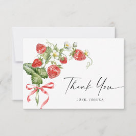 トレンディーウォーターカラーメドウストロベリー サンキューカード