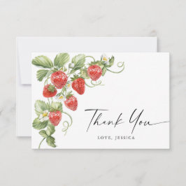 トレンディーウォーターカラーメドウストロベリー サンキューカード