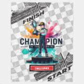 トレンディーウォーターカラーレーシングスポーツカーボーイブランケット フリースブランケット (正面)