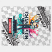 トレンディーウォーターカラーレーシングスポーツカーボーイブランケット フリースブランケット (正面(横))