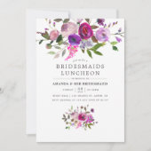 トレンディーウオータカラーフローラブリデスメイドランチョン 招待状 (正面)