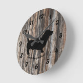 トレンディーウッドフェイクバッセットハウンドウォールクロック ラウンド壁時計 (傾斜)