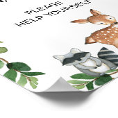 トレンディーウッドランドモダンドリンク赤ちゃんシャワーサイン ポスター (角)