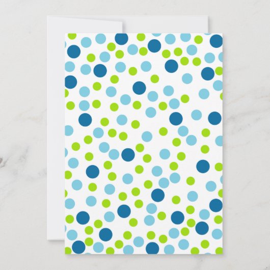 トレンディーウミガメ赤ちゃんシャワーブルーグリーンドット 招待状 (裏面)