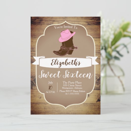 トレンディーウ素朴ェスタン女性のカーボーイブーツ 招待状 (スタンド正面)