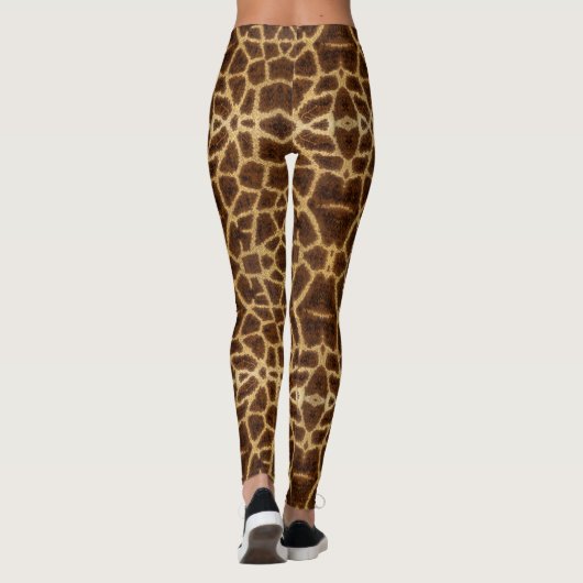 トレンディーエキゾチックキリンファーパターンアニマルプリント レギンス (裏面)