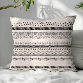 トレンディーエスニックトライバルボホ赤面ピンクブラックパターン クッション