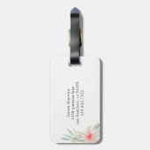 トレンディーエッフェルタワーと赤面ピンクの花 |パリ ラゲッジタグ (裏面縦)