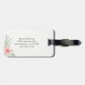 トレンディーエッフェルタワーと赤面ピンクの花 |パリ ラゲッジタグ (裏面横)