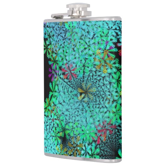 トレンディーエメラルドグリーンフラクタルオンブラック フラスク (左)