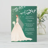 トレンディーエメラルドグリーンブライドブライダルシャワー招待状 招待状 (スタンド正面)