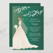 トレンディーエメラルドグリーンブライドブライダルシャワー招待状 招待状 (正面/裏面)
