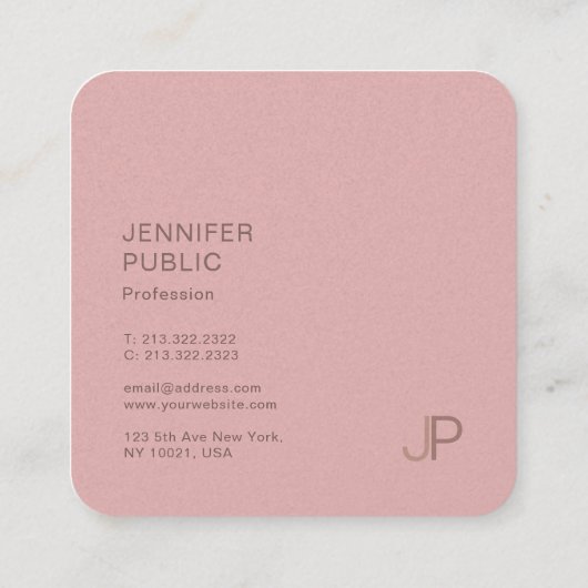 トレンディーエリモダンートデザインモノグラムテンプレートリュックス スクエア名刺 (裏面)