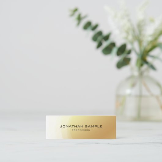 トレンディーエリート金ゴールドデザインプエレガントラモダンイン スキニー名刺 (スタンド正面)