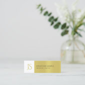 トレンディーエレガントお洒落デザインシック金ゴールドモノグラム スキニー名刺 (スタンド正面)