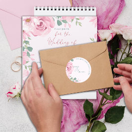 トレンディーエレガントかわいらし赤面ピンク花模様結婚ズ ラウンドシール