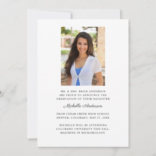 トレンディーエレガントの輝きの卒業発表 案内状 (裏面)