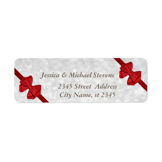 トレンディーエレガントの輝く赤い弓 ラベル (正面)