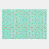 トレンディーエレガントアクアマリンブルーと金ゴールド ラッピングペーパーシート (正面)