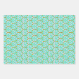 トレンディーエレガントアクアマリンブルーと金ゴールド ラッピングペーパーシート