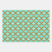 トレンディーエレガントアクアマリンブルーと金ゴールド ラッピングペーパーシート (正面3)