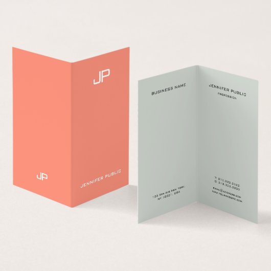 トレンディーエレガントカラーズモノグラムモダンテンプレート 名刺 (内部&外部)