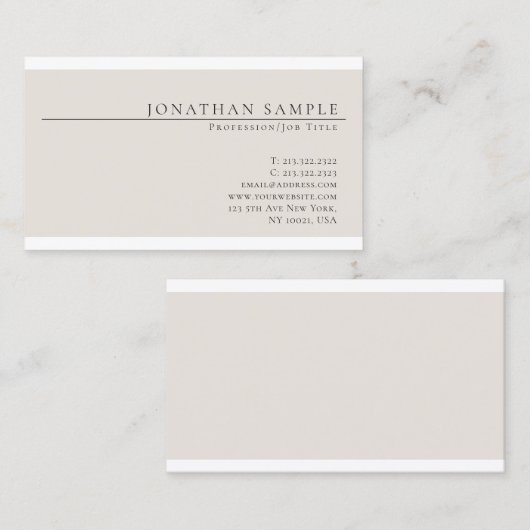 トレンディーエレガントカラーモダンシックシンプルプレーン 名刺 (正面/裏面)