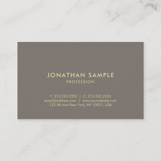 トレンディーエレガントカラー金ゴールドお洒落プレインラグジュアリー 名刺 (裏面)