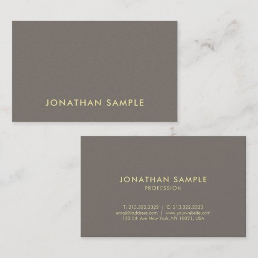 トレンディーエレガントカラー金ゴールドお洒落プレインラグジュアリー 名刺 (正面/裏面)