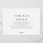 トレンディーエレガントクラシックスクリプト写真の卒業 箔招待状 (裏面)
