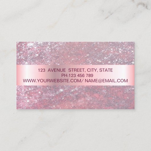 トレンディーエレガントグリッターストライプ金ゴールドフレームロータス 名刺 (裏面)