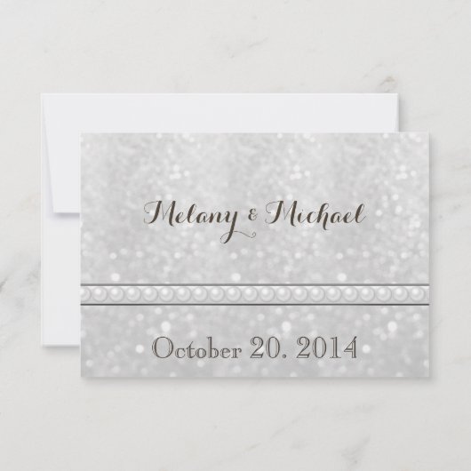 トレンディーエレガントグリッターロマン結婚ティパールRSPV 出欠カード (裏面)