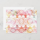 トレンディーエレガントサンゴ水彩色フローラ曼荼羅 ポストカード (正面/裏面)