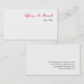 トレンディーエレガントシンプルピンクホワイトシック 名刺 (正面/裏面)