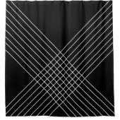 トレンディーエレガントジオメトリックオンブラック シャワーカーテン (正面)