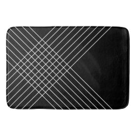 トレンディーエレガントジオメトリックオンブラック バスマット