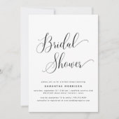 トレンディーエレガントスクリプトブラック&ホワイトブライダルシャワー 招待状 (正面)