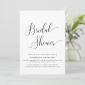 トレンディーエレガントスクリプトブラック&ホワイトブライダルシャワー 招待状 (スタンド正面)