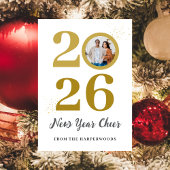 トレンディーエレガントスクリプトHappy New Year One Photo シーズンカード