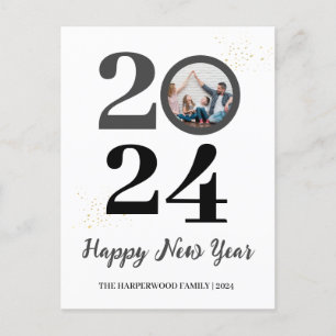 トレンディーエレガントスクリプトHappy New Year One Photo シーズンポストカード