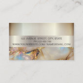 トレンディーエレガントストライプシルバーフレーム、パールマーブル 名刺 (裏面)